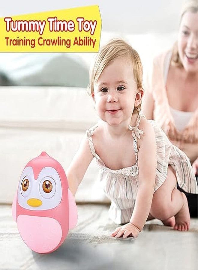 KINGZOMY دمية KINGZOMY® Rolly Polly مع صوت وعيون متحركة، لعبة صوتية للأطفال الصغار، لعبة Rolly Poly متذبذبة، 15 سم، شكل دائري - عبوة من قطعة واحدة - لون وردي (وردي) - Image 3
